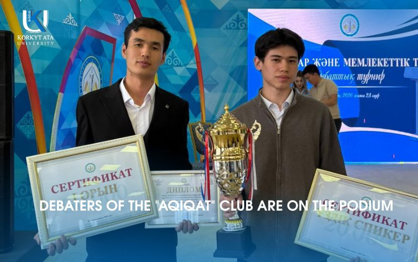 DEBATERS OF THE "AQIQAT" CLUB ARE ON THE PODIUM